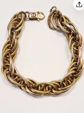 Etienne Aigner Braided Chain Bracelet in Antique Gold-Silver Tone